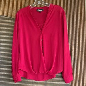 Lulu's Vibrant Red Button-Up Blouse